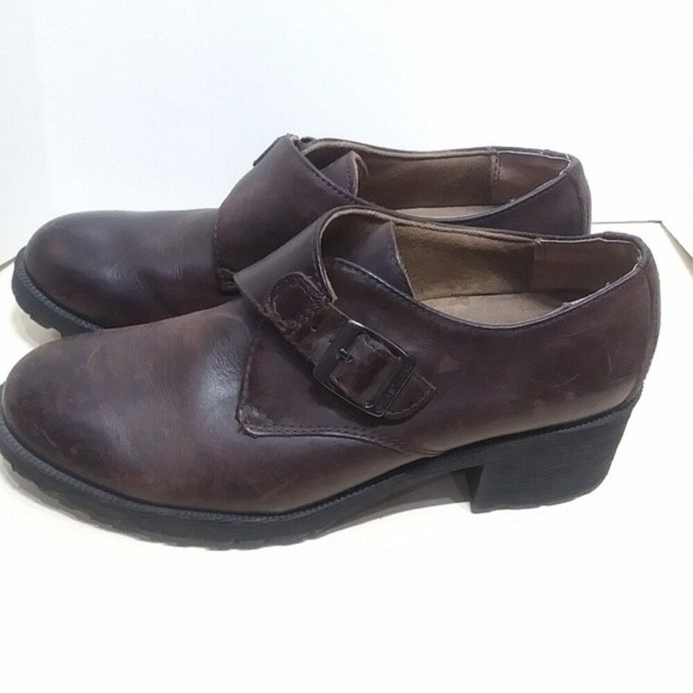 Eastland Amherst Monk-Strap Loafers, Dark Brown Leather, Chunky Sole, Womens 8